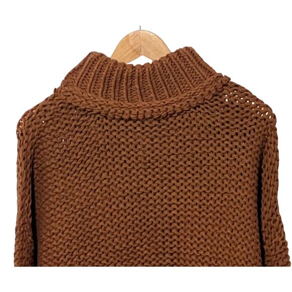 FREE PEOPLE MY ONLY SUNSHINE COWL-NECK SWEATER CARAMALIZED BROWN SMALL NEW - Picture 7 of 13
